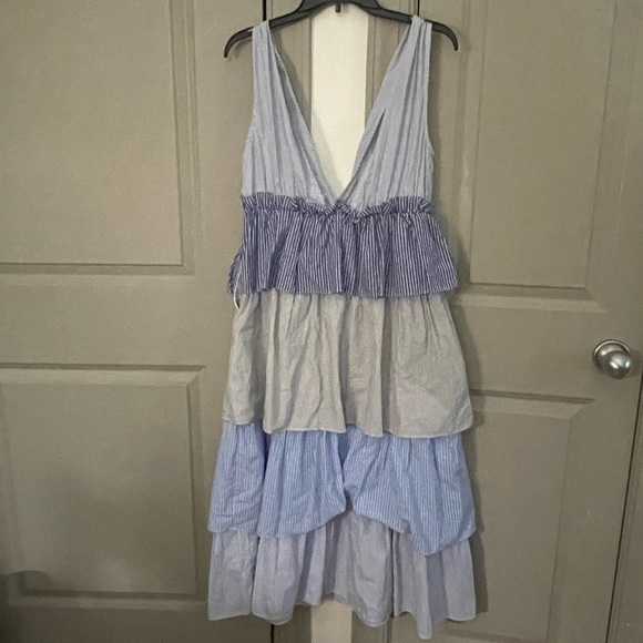 NWT Blue Stripe Tiered Midi Dress - Picture 10 of 12